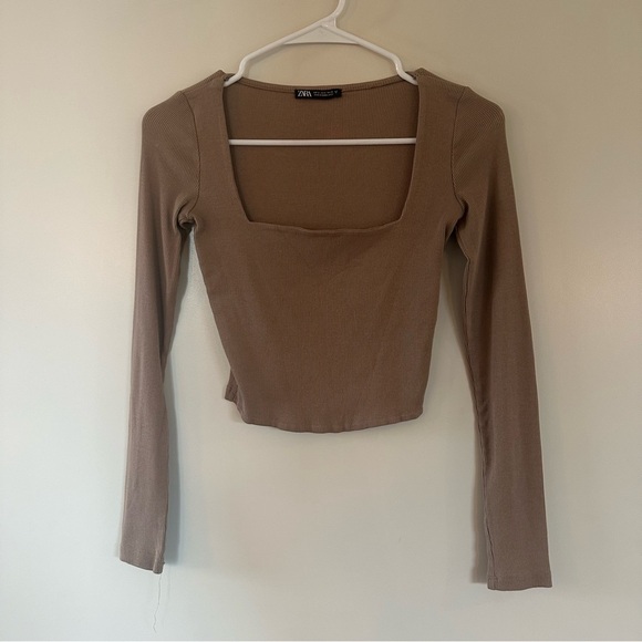 Zara Square Neck Ribbed Top - Picture 2 of 5